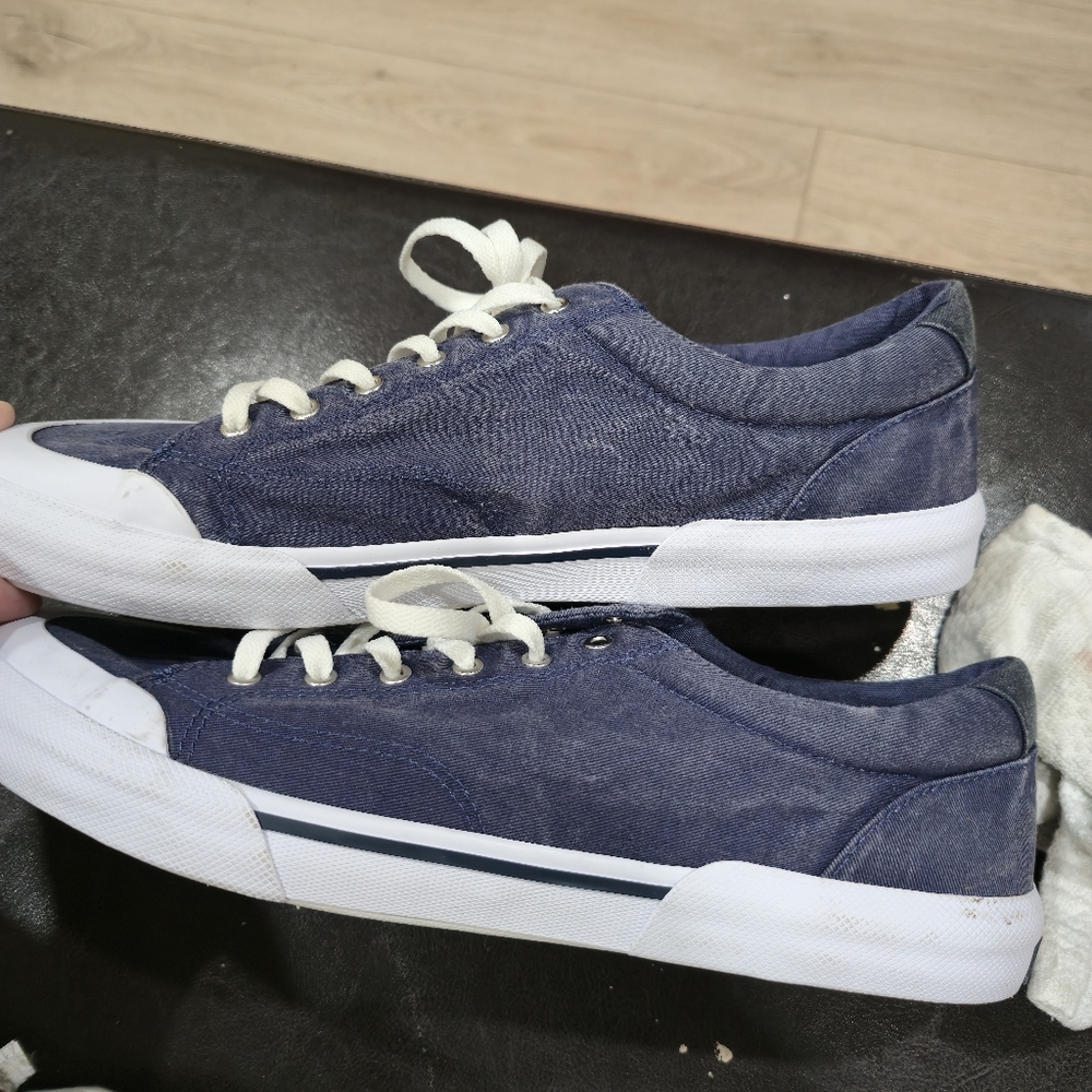 Sperry Navy Canvas Sneakers with White Accents - Picture 3 of 6